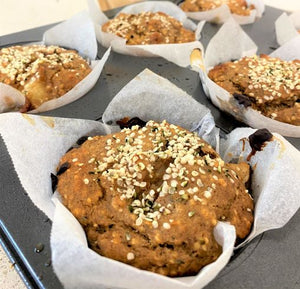 Pear, Ginger and Hemp Seed Muffins