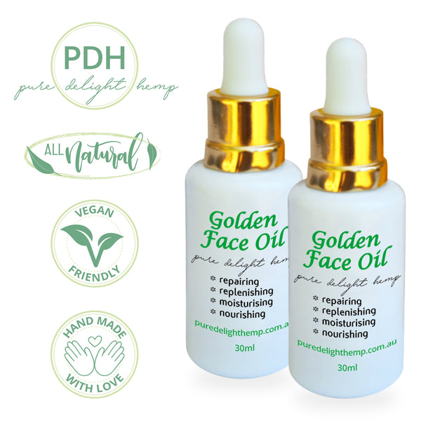Two 30ml bottles of golden face oil